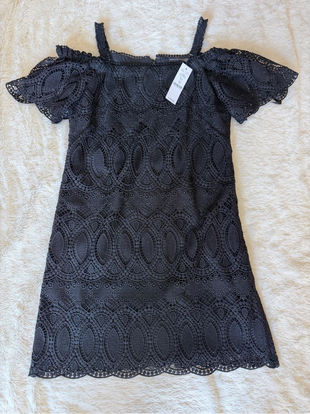White House Black Market Black Lace Cold-Shoulder Mini Dress